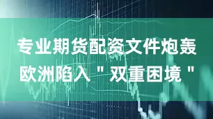 专业期货配资文件炮轰欧洲陷入＂双重困境＂